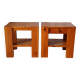 Pair of vintage pine bedside tables