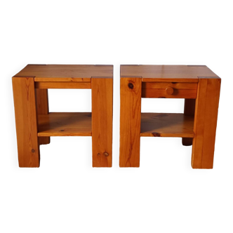 Pair of vintage pine bedside tables