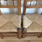 2 rustic chairs engraved in mountain folk art pine