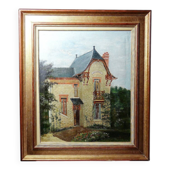 Large painting "Villa Camille" from the 1940s-60s, oil on canvas, signed M. Lesoll