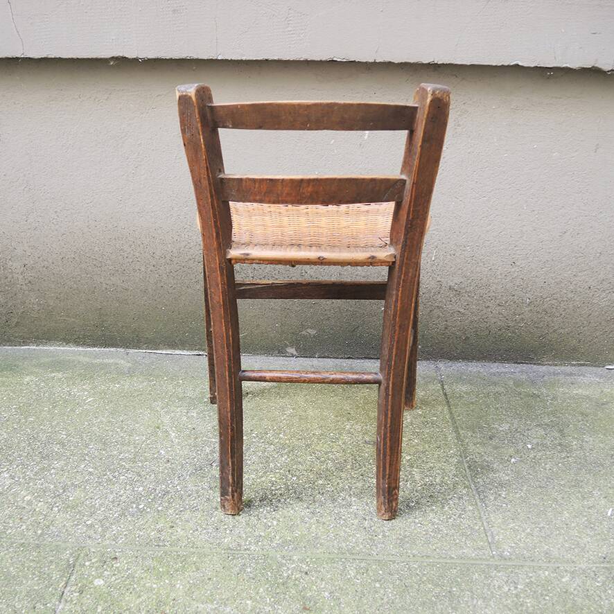 Antique wooden & cane children's chair