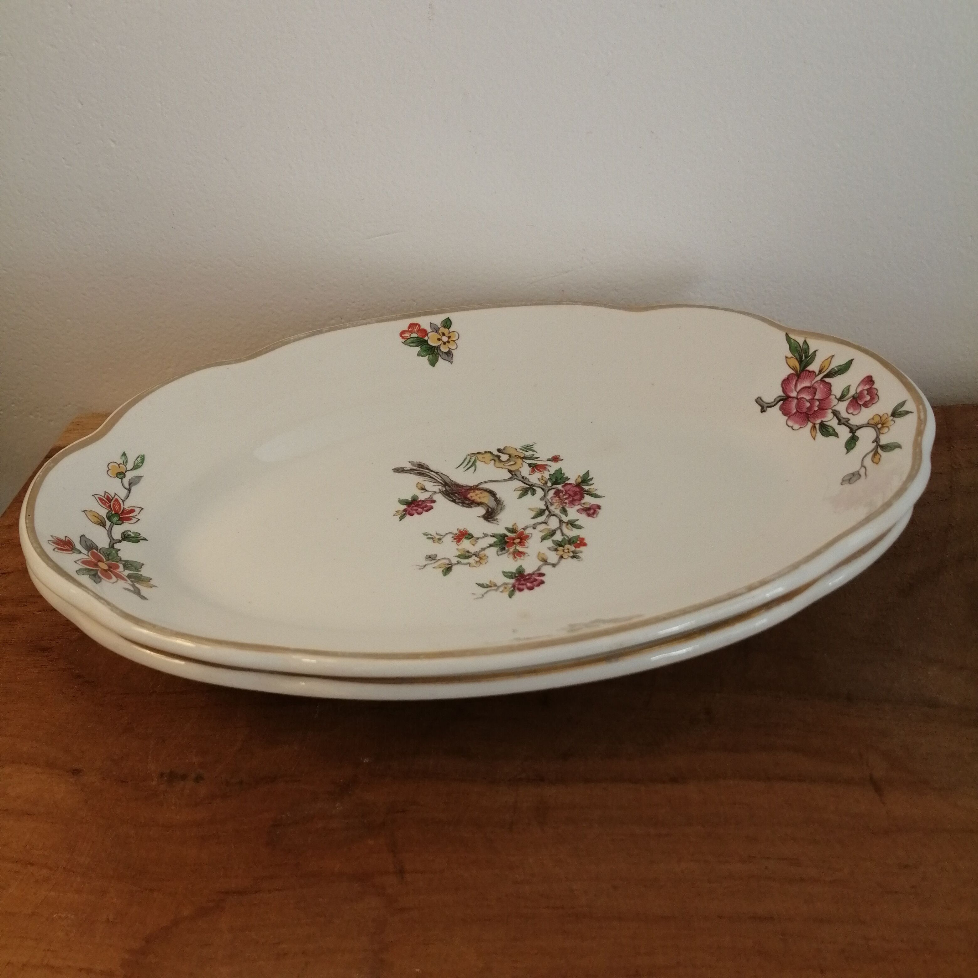 Digoin Sarreguemines oval presentation plates CONDEvintage model