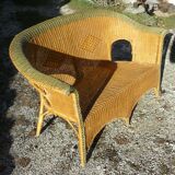 Sofa bench rattan and wicker vintage 1970