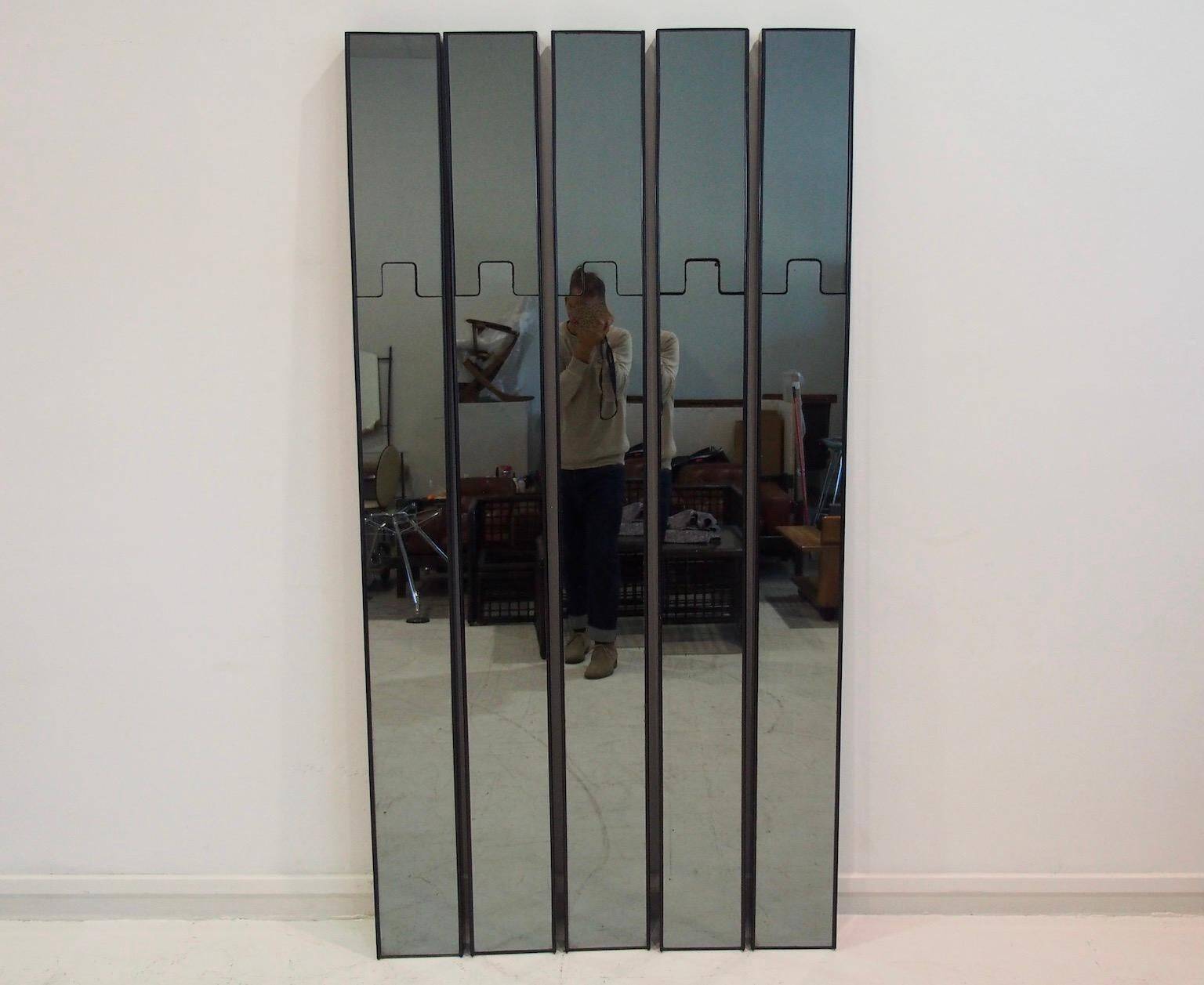 Modular wall mirror Gronda and coat rack Luciano Bertoncini for Elco