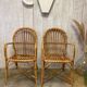 Série de 4 fauteuils rotin vintage