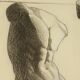 Large Academic Drawing Renée Belvaux (1903-1984) Male Nude 85x60cm