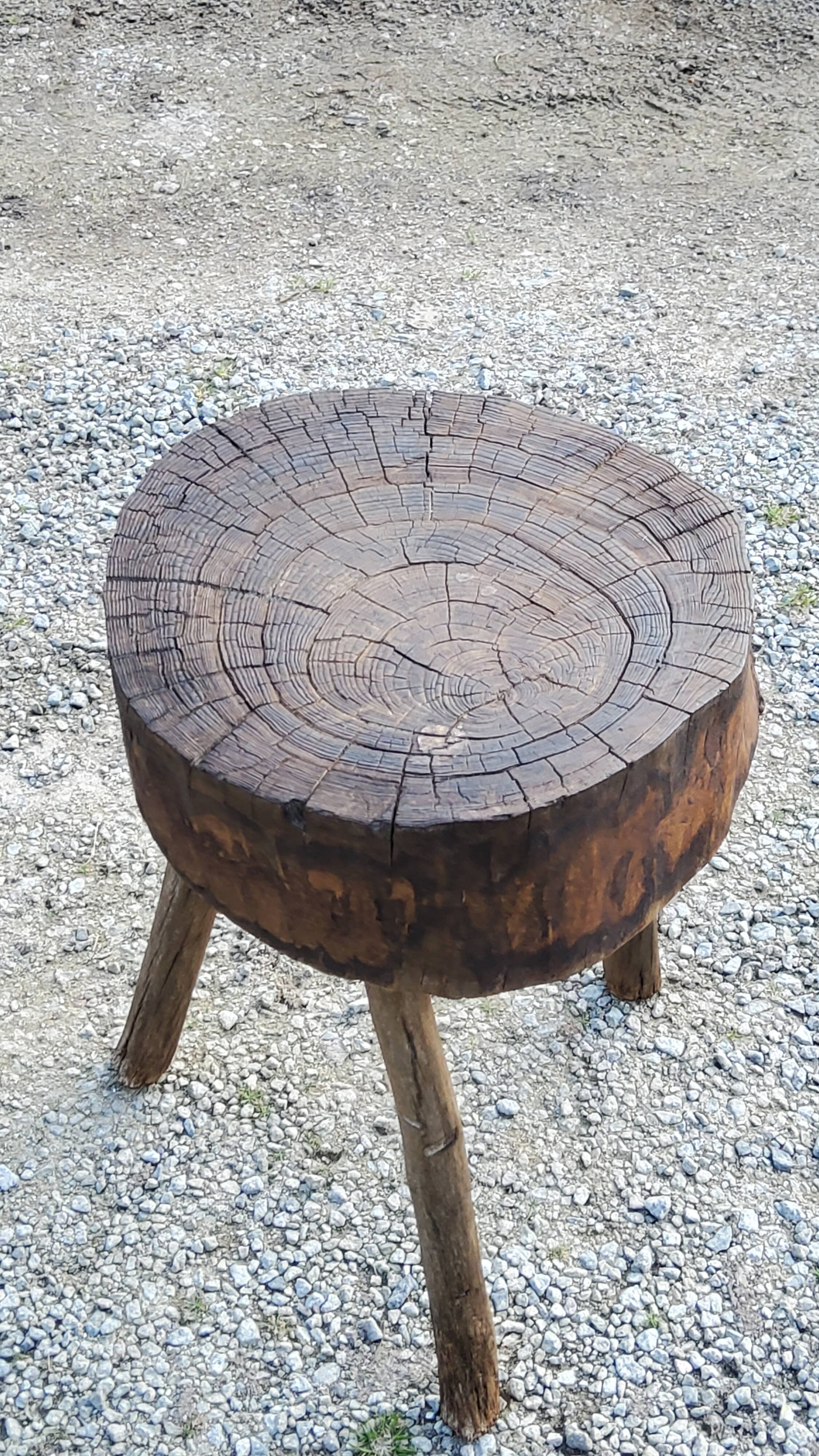 Brutalist tripod billot stool