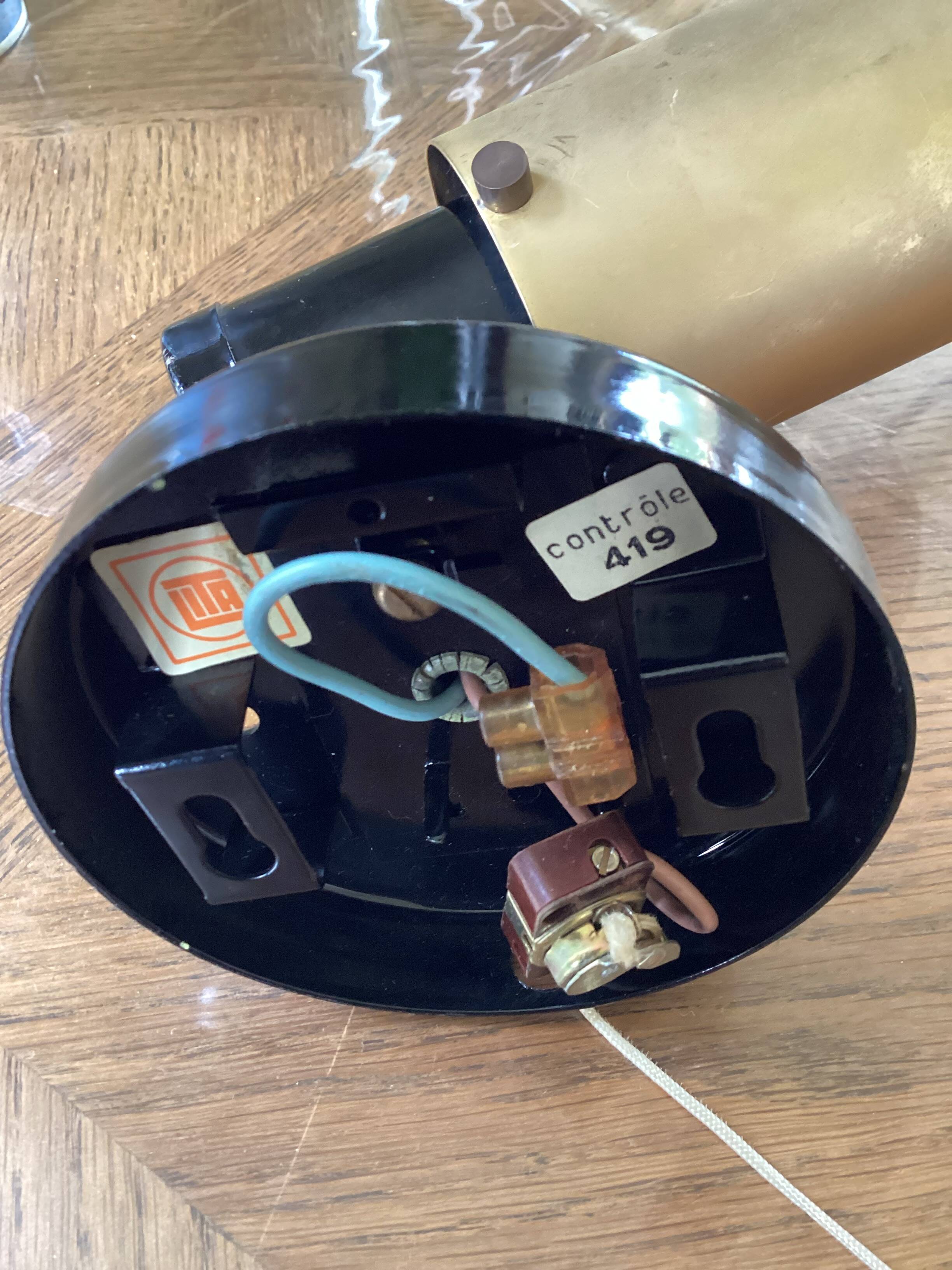 Vintage Zodiac wall light by Jacques Biny, chrome and black, Lita 1950