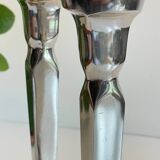 Pair of vintage cast aluminum candlesticks