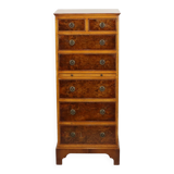 Vintage Chest of Drawers Burton Reproductions Burl Wood Veneer 116cm