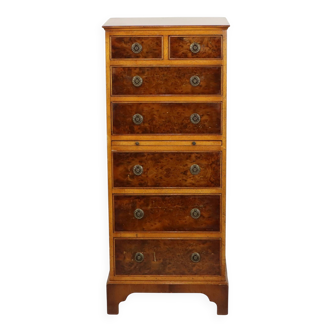 Vintage Chest of Drawers Burton Reproductions Burl Wood Veneer 116cm