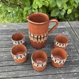 Troyan ceramic pitcher/glass set in Bulgarian-Balkan stoneware