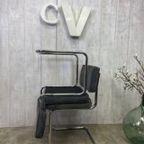Pair of chrome and velvet chairs