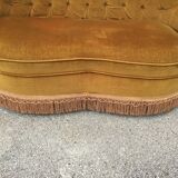 Vintage bench in gold velvet