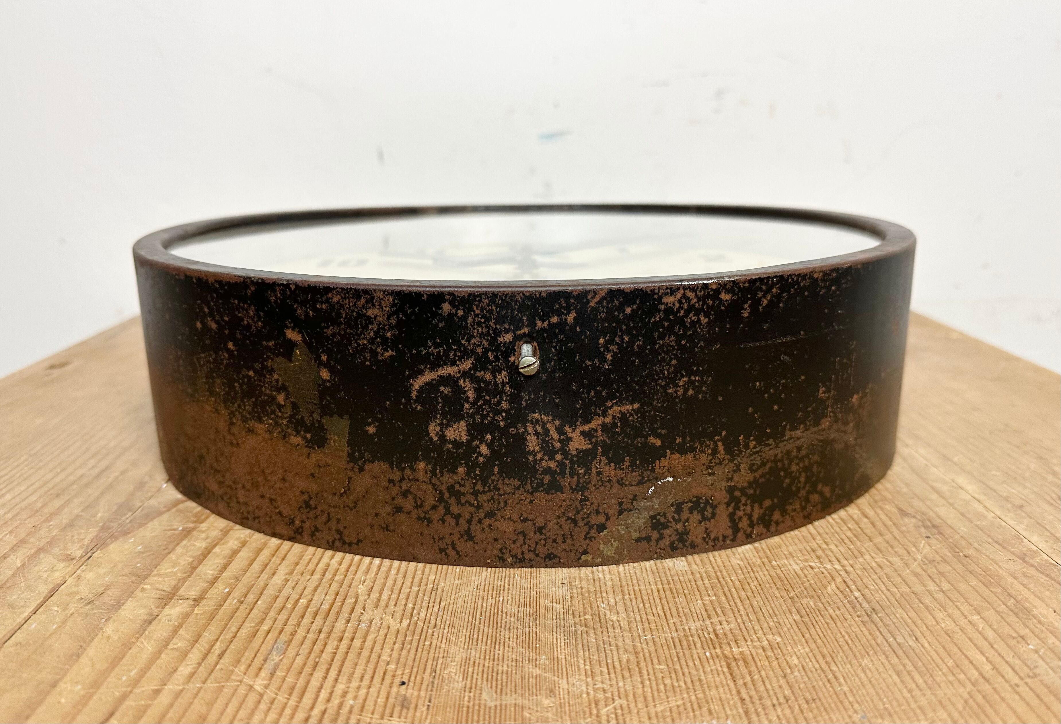 Black industrial factory wall clock from IBM, 1950s