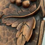 Carved wooden fruit basket or basket, 19th century, grape clusters and vine leaves