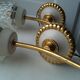 Pair of vintage gold metal and glass wall
