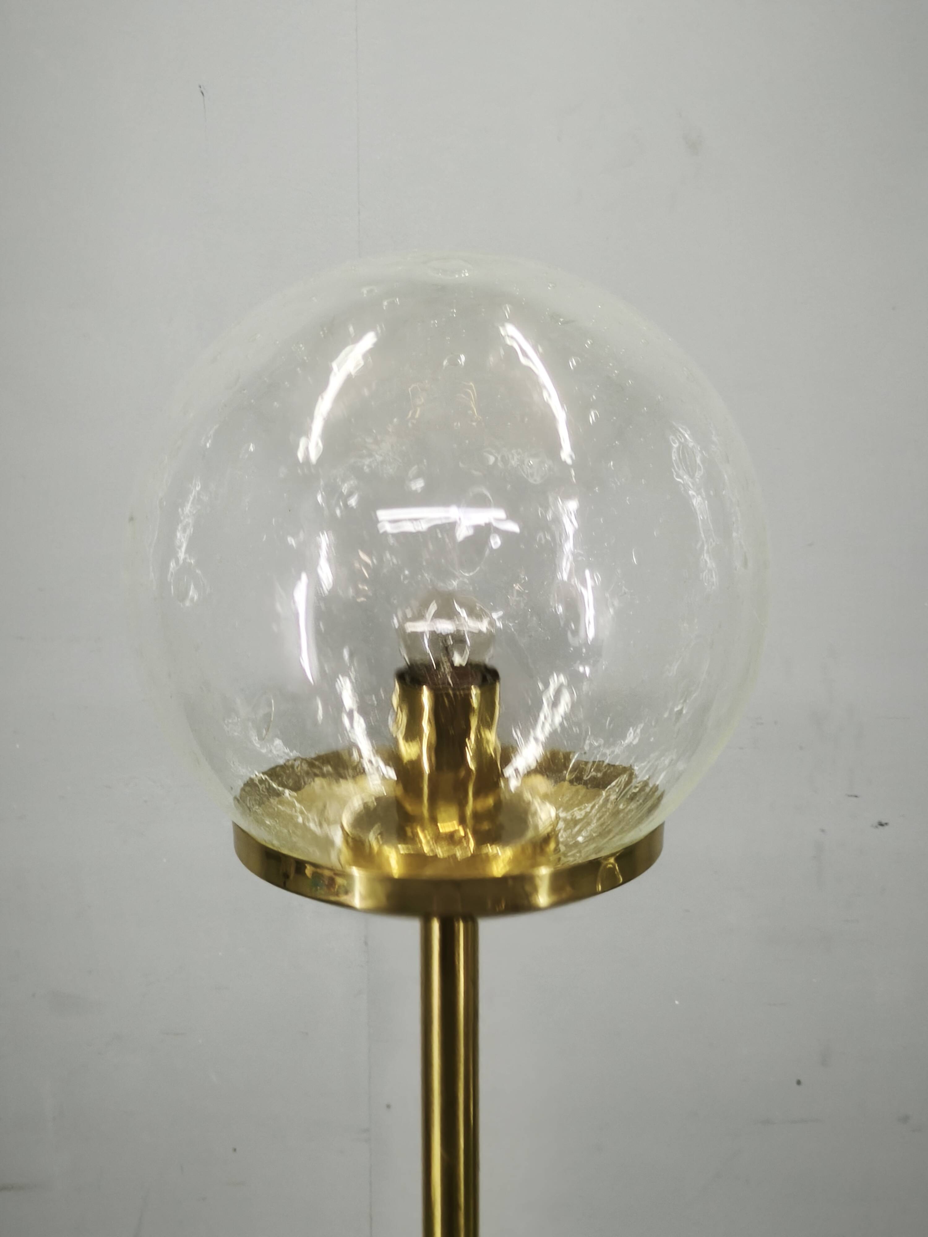 Space Age Bubble Glass and Brass Floor Lamp, Czechoslovakia, 1970s