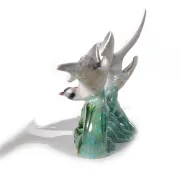 Art deco porcelain sculpture of two flying birds – iridescent, 1920s