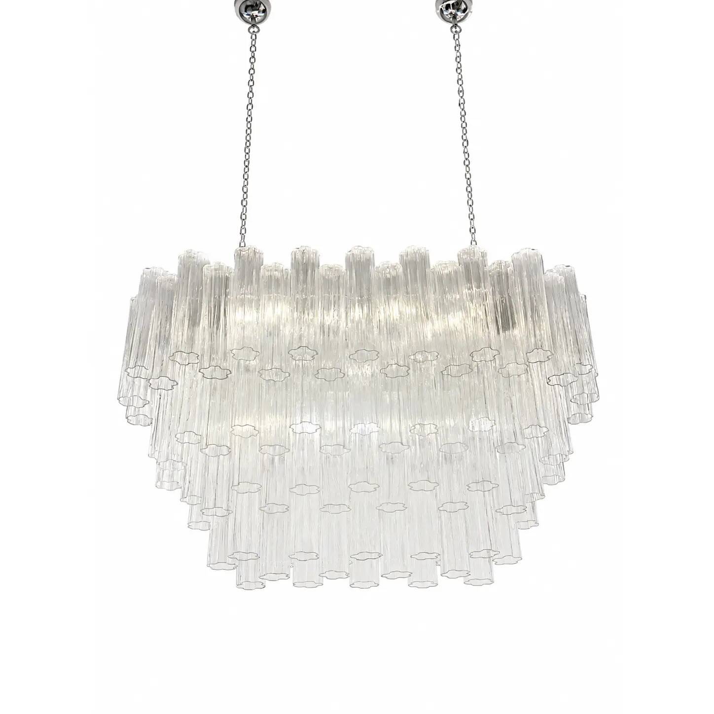 Elegant Italian Murano Glass Chandelier with Clear Tronchi Elements