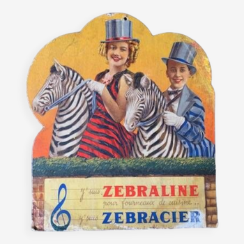 Old advertising cardboard display 1930, Zebraline brand