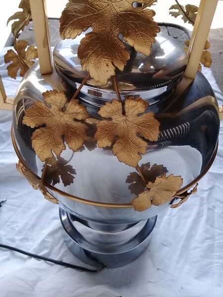 Chrome and gilded metal lamp ep 1970 hollywood regency / neoclassical