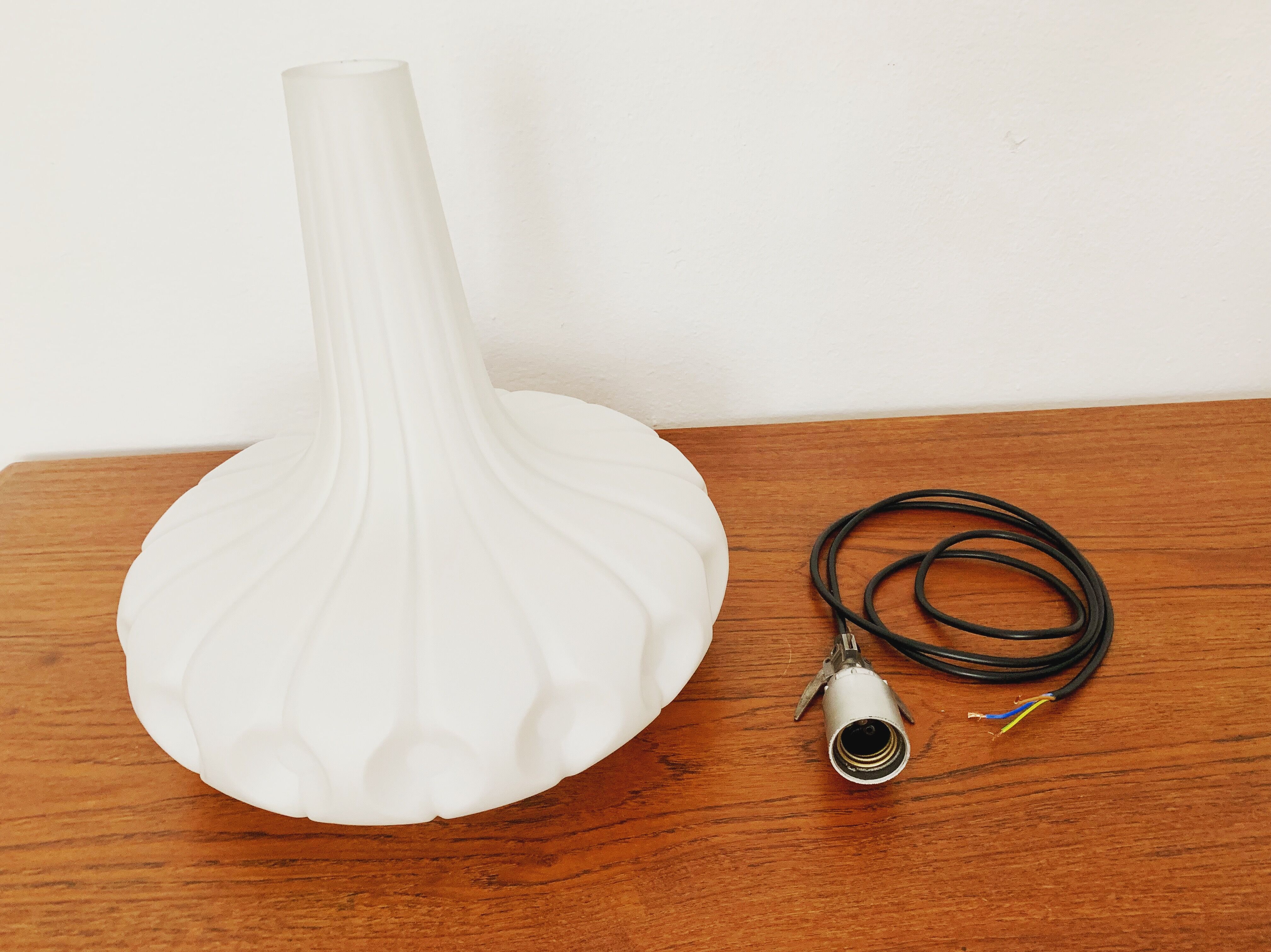 Mid century modern opaline pendant lamp by Peill and Putzler