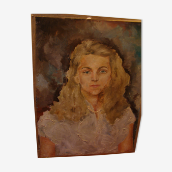 Oil on canvas portrait years 1950