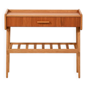 Scandinavian bedside table with drawer and magazine rack