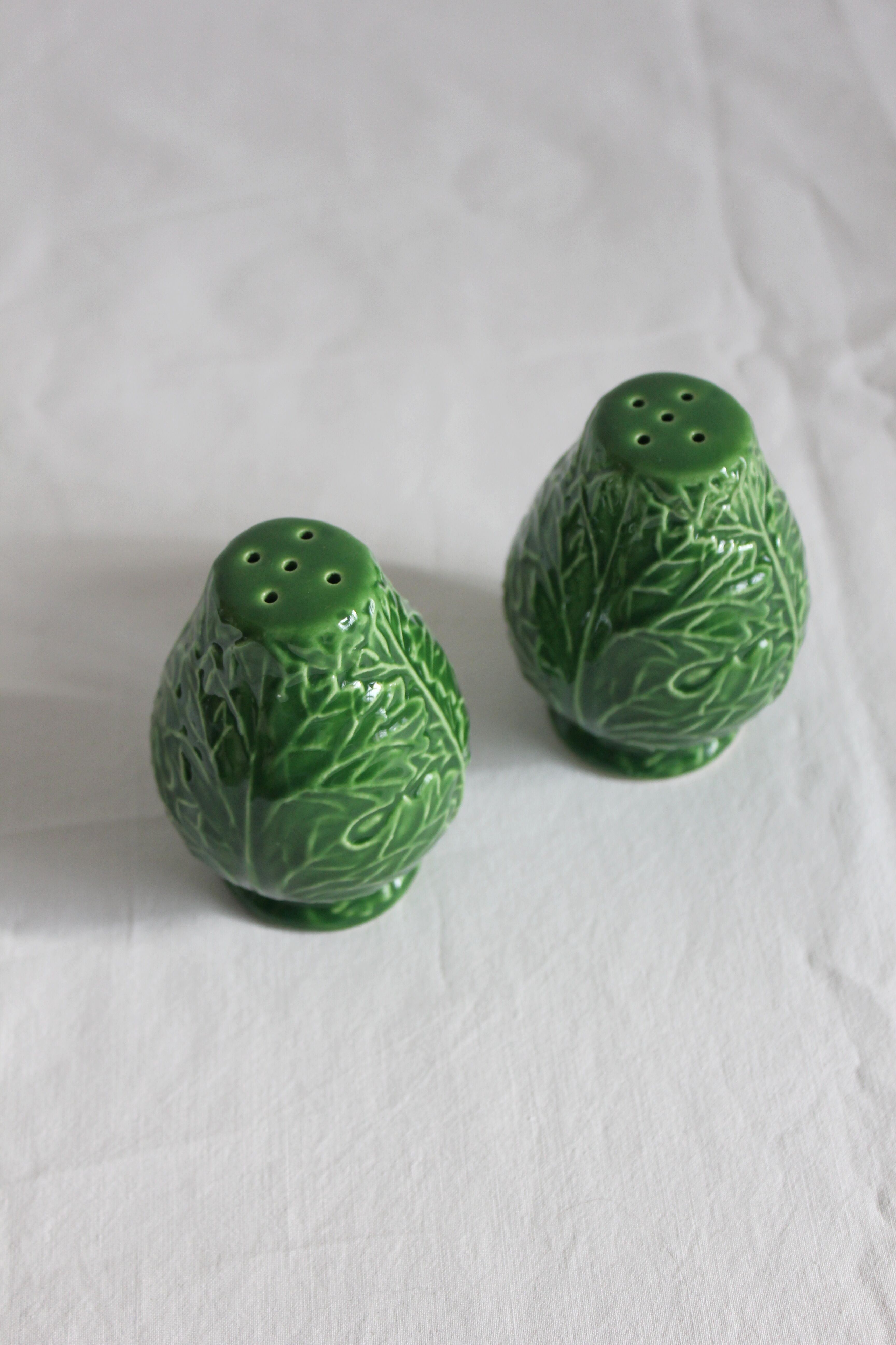 Salt and pepper shaker slurry cabbage leaves