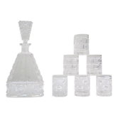 Carafe and 6 vintage glass glasses