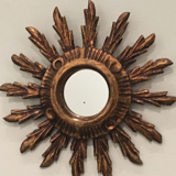 Sun mirror in French gilded wood 70s