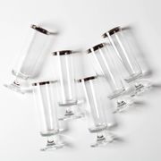 Set of 6 Vintage Italian Clear Wine Glasses Silver Rim Mid-Century Stemware