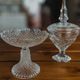 Set of two Val Saint Lambert pieces: a footed bowl and a crystal candy dish