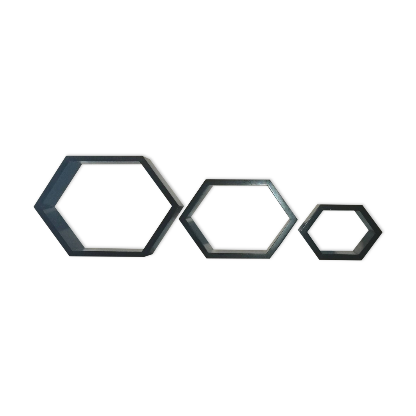 Set of 3 hexagonal nesting shelves design 80s vintage