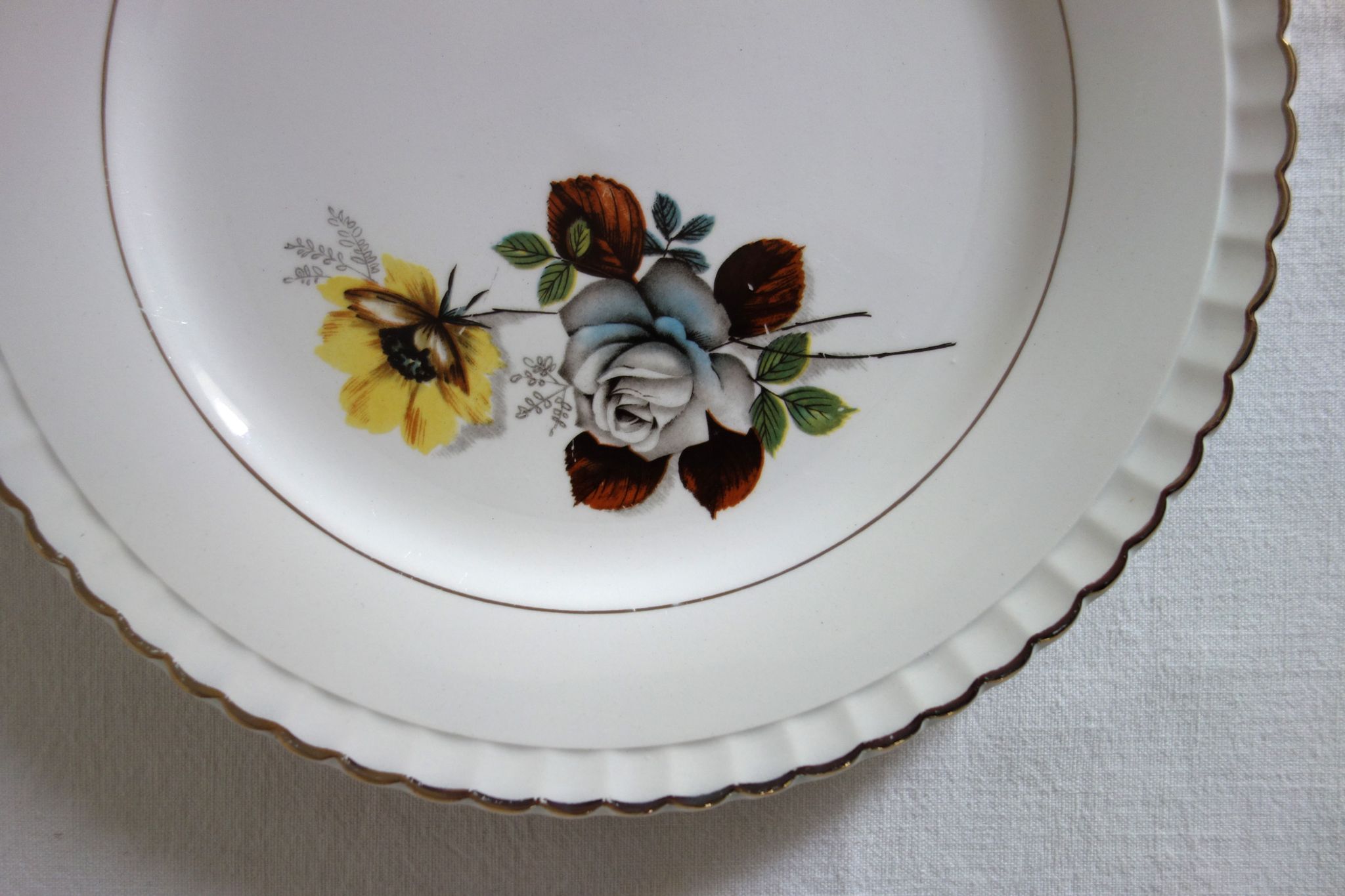 Lot de 6 assiettes à dessert Digoin modèle Veronese, années 50