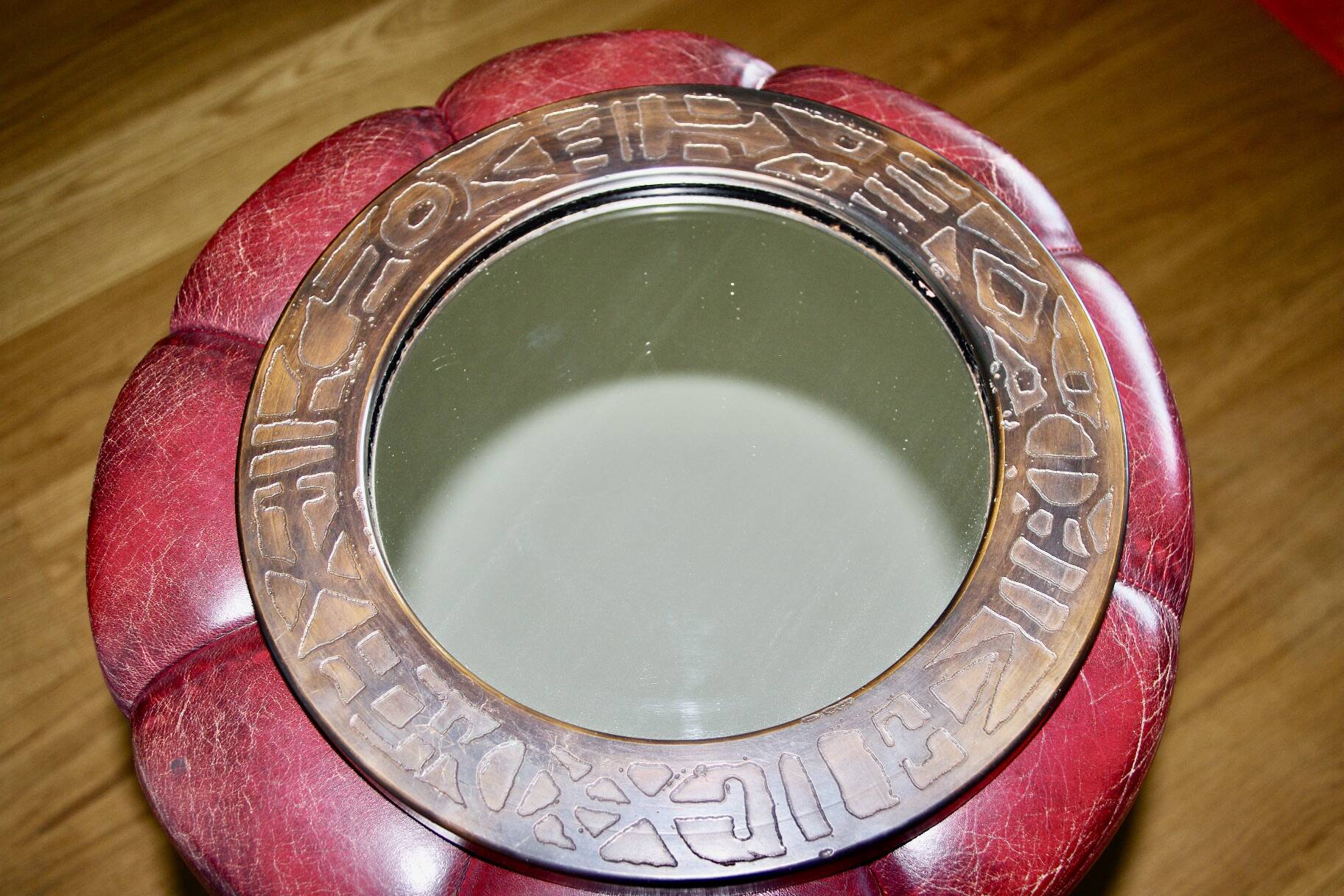 Vintage round copper mirror by marco fugeri 1960