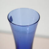 Blue vase, transparent foot, Duralex, vintage