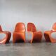 Orange Panton Chair by Verner Panton for Herman Miller set of 4