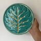 Turquoise and gold leaf slip trivet