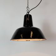 Industrial Black Enamel Factory Pendant Lamp, 1950s