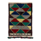 One-of-a-Kind Colorful Vintage Handmade Turkish Tulu Rug with Geometric Design, 100% Wool