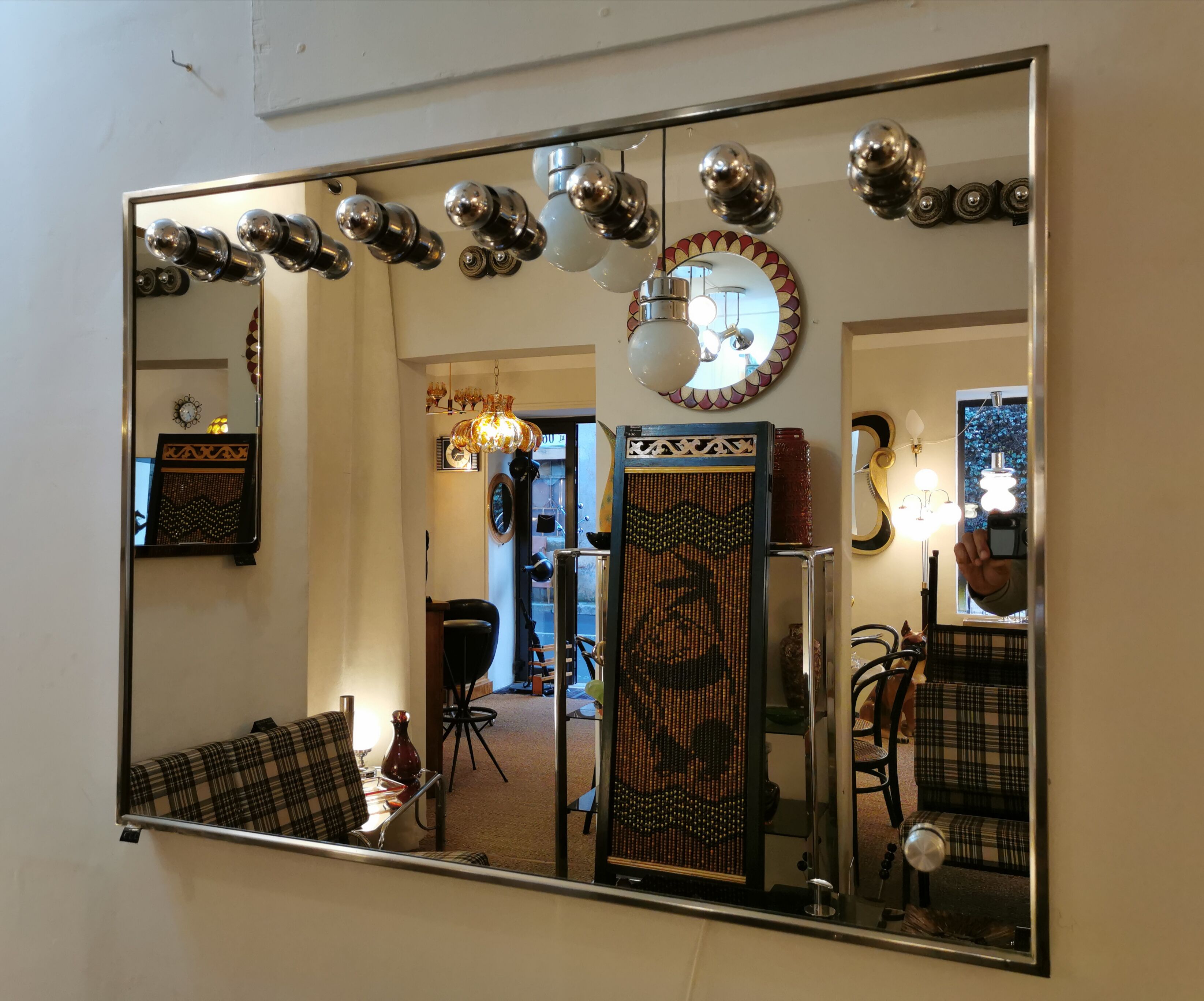 Miroir de loge à 7 spots années 70 100x75cm