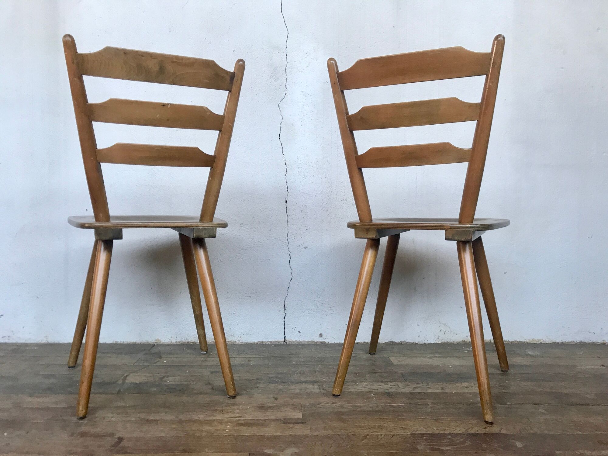 Series of 20 Scandinavian chairs or vintage wooden bistro