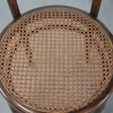 Beautiful set of 6 wooden vintage bistro chairs by Jacob & Josef Kohn Wien with cane seat