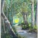 Tableau gouache "La rivière en sous bois" seconde moitié XXème