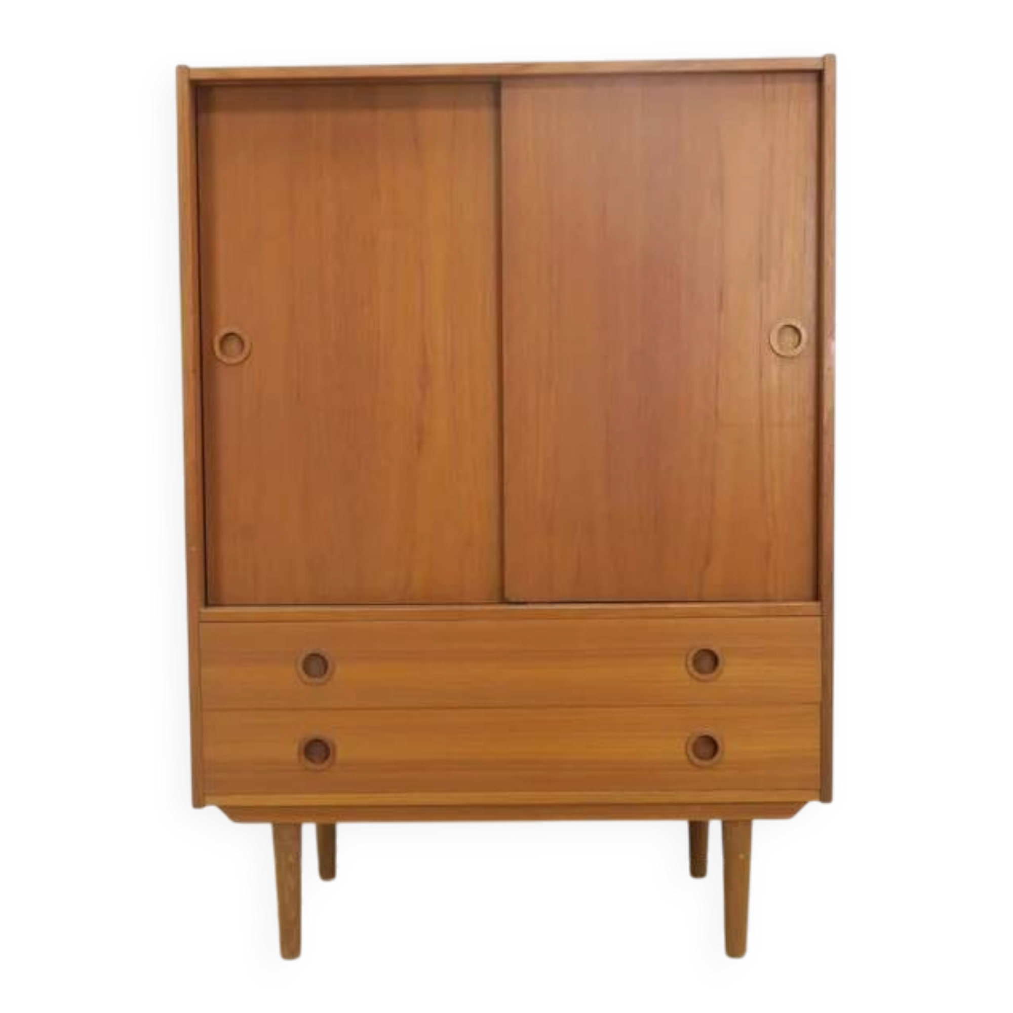 High teak cabinet with sliding doors, 1960s