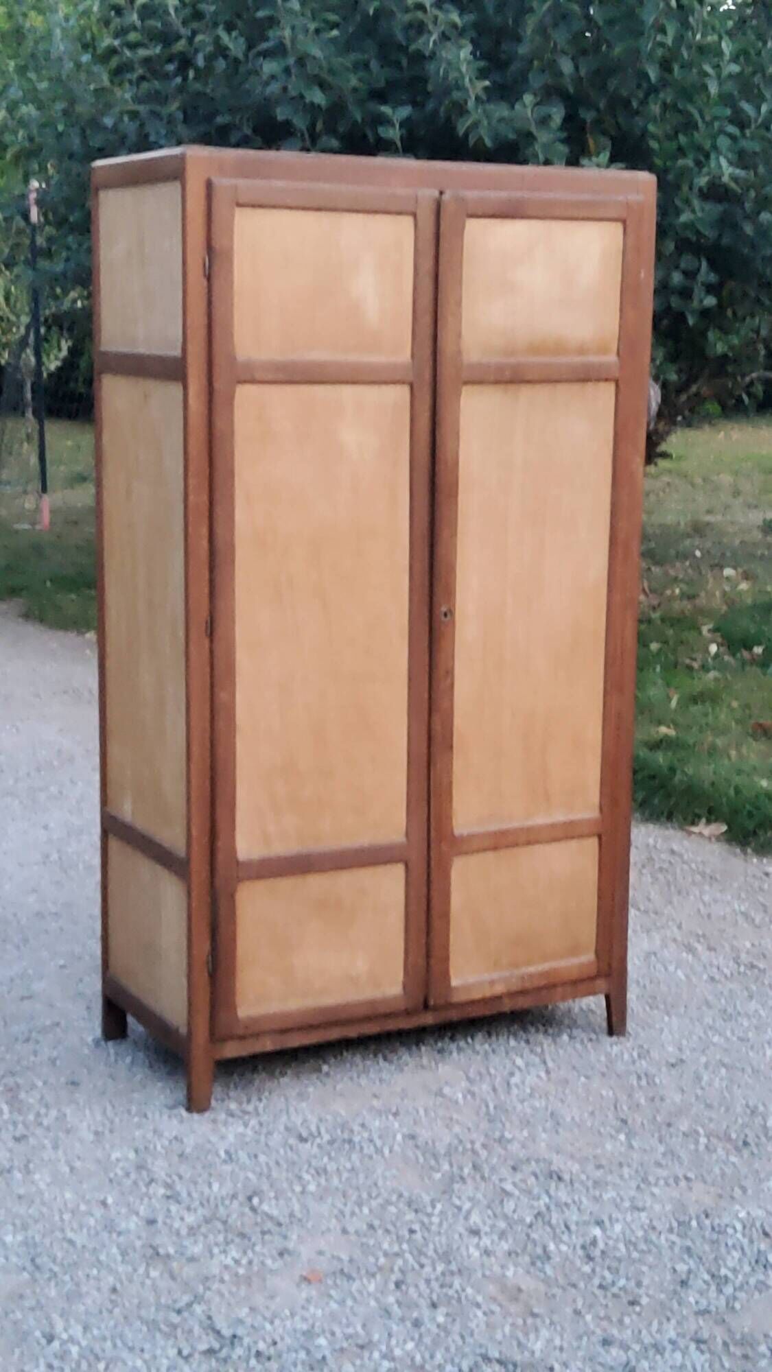 Parisian 2-door wardrobe in oak and poplar from the 1950s