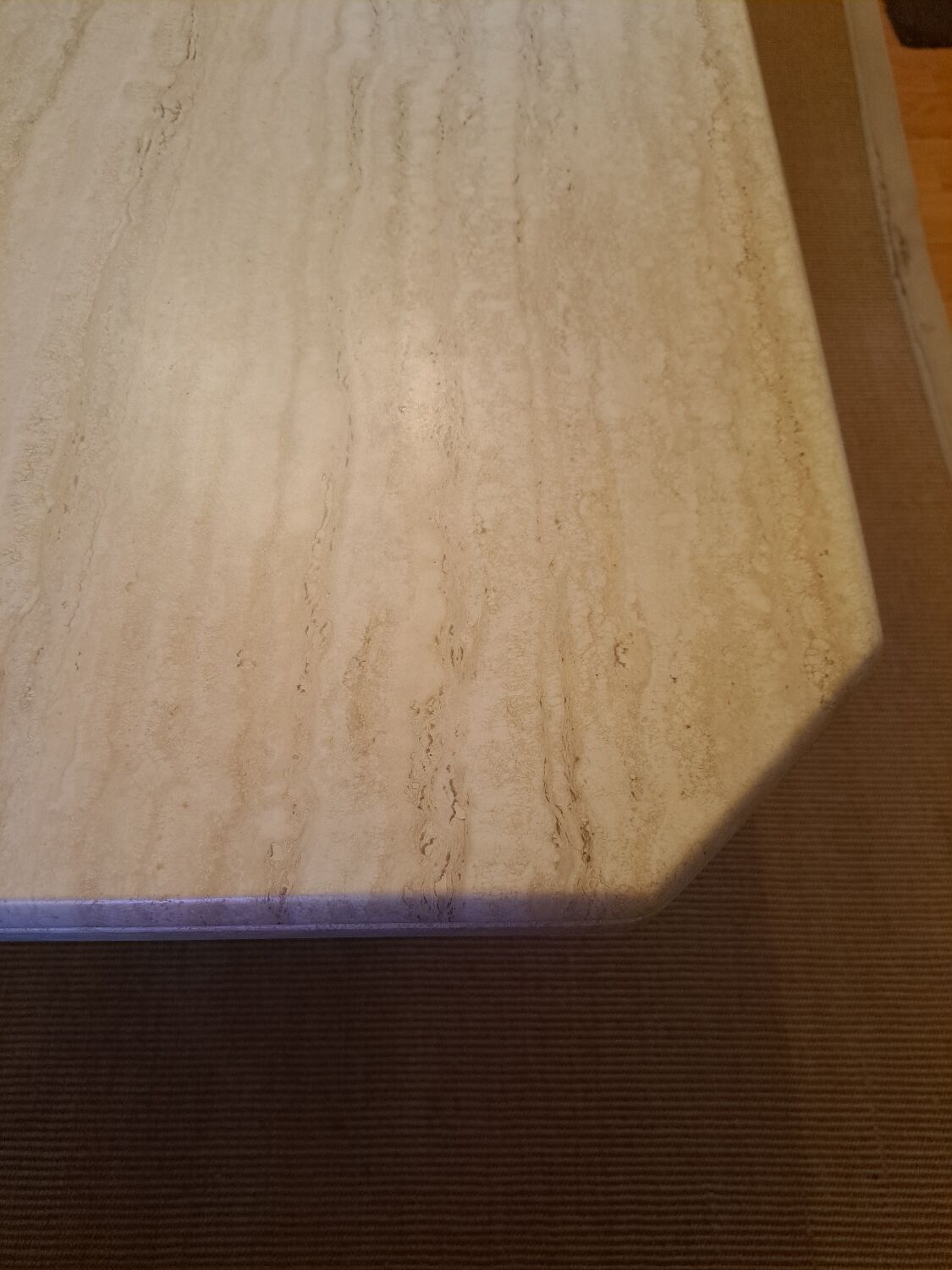 Travertine dining table.