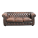 Brown cowhide leather Chesterfield 3-seater sofa in English style